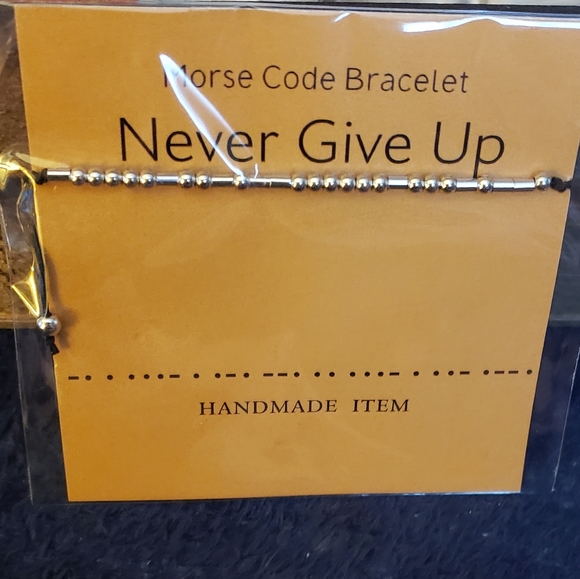 Morse Code "Never Give Up" Braclet - Picture 2 of 4